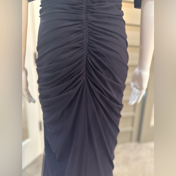 Tafashi Shoji Womens Navy Mesh Draped Dress Size M - Picture 6 of 10